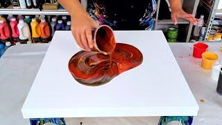 Unbelievable Results with Just Paint and Water - Red, Gold, Bronze - Fluid Art