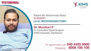 L5-S1 Microdissectomy | Spine Surgeon | KIMS Hospitals, Gachibowli