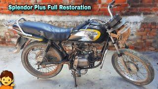 Splendor Plus Full Restore || How To Old Bike Restoration | Motorcycle Restoration || QBR