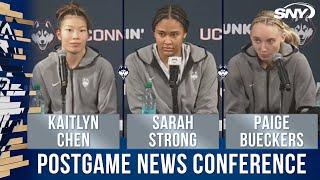 Paige Bueckers, Sarah Strong & Kaitlyn Chen comment on UConn's fifth straight Big East crown | SNY