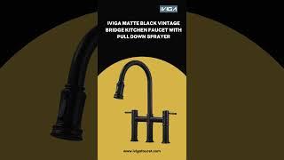 Vintage Charm Meets Modern Function: iVIGA Matte Black Bridge Kitchen Faucet!