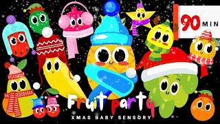 Dancing Fruits Christmas Party -  Sensory Fun Video for Babies 