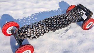 Make cross-country skateboards out of iron chains