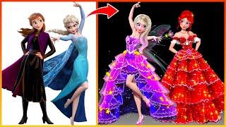 Frozen: Elsa Anna Grow Up - Frozen Disney Princesses Glow Up Art | Fashion Wow