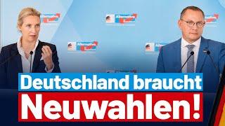 Deutschland braucht Neuwahlen! - PK von Alice Weidel und Tino Chrupalla - AfD-Fraktion