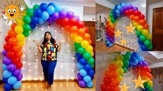 Rainbow balloon arch 7 colors | Rainbow balloon decoration ideas | Rainbow balloon arch |