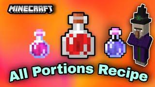 All Portions Recipes in Minecraft || For Beginners || Live From Witch Lab 2022|| MCPE 1.18