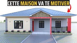 PLAN  MAISON VILLA DE TROIS CHAMBRES (Small House design 12 x 10 meters)