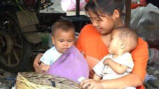 Single mother harvests grapefruit, bananas and makes yogurt for her children.