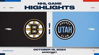 NHL Highlights | Boston Bruins vs. Utah Hockey Club - October 19, 2024