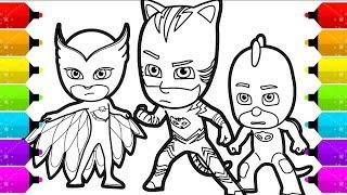 PJ Masks Coloring Pages | How to Draw Catboy, Gekko and Owlette