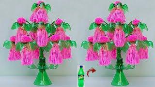 Plastic bottle Vase Craft/ DIY Easy Tree from Waste bottle/Sprite ki bottle se banaye Guldasta