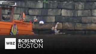 Father and son rescued by Boston Duck Tours boat in Charles River