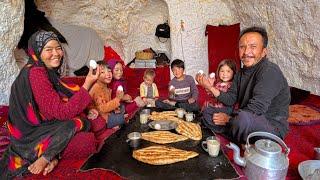 Cave Life Breakfast with Twins Family | Afghanistan Daily Life