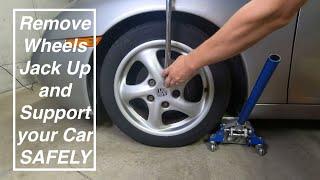 How to Remove wheels, Jack up your car and use Jack stands Safely