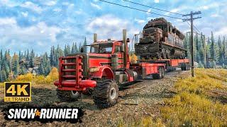 Peterbilt Oilfield Struggling Towing Train Through Muddy Terrain In SnowRunner Season 15 #snowrunner