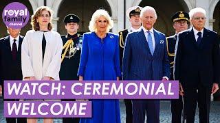 WATCH: King and Queen Recieve Ceremonial Welcome at the Quirinale Palace in Rome