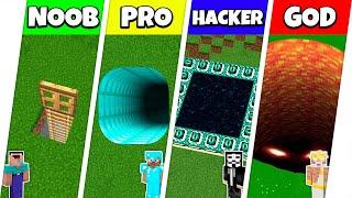 DEEPEST TUNNEL HOUSE BUILD CHALLENGE - Minecraft Battle NOOB vs PRO vs HACKER vs GOD / Animation