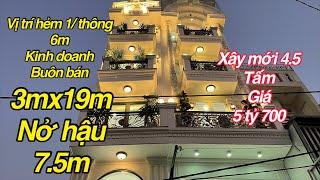 Bán nhà gò vấp. Vị trí 1/ hẻm 6 m thông. Nhà mới 4 tấm rưỡi.giá 5 tỷ 700. 3x19 nở hậu 7.5m.