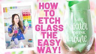 Learn How to Quickly Etch Glass the EASY Way with Armour Etch and Cricut Vinyl.