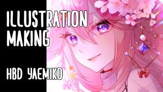 原神 八重神子 - イラストメイキング illustration making / GenshinImpact YaeMiko