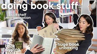 doing book stuff️ huge book unboxing, bookshelf reorganisation, book shopping, book mail etc.