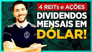 DIVIDENDOS EM DOLAR: 4 Ações e REITs para ganhar DIVIDENDOS MENSAIS em dólar!