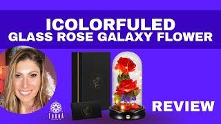 ICOLORFULED Glass Rose Galaxy Flower Gift for Women Review