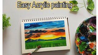 Easy Acrylic painting tutorial | Cloud Acrylic painting for beginners