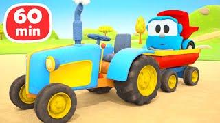 Leo and vehicles on the farm! 1 HOUR compilation. Car cartoons for kids & Kids cartoon.