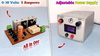 How to Make Powerful Variable Power Supply | 0-30 Volts 5 AMP | All in One Adjustable Power Supply