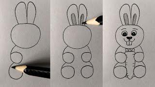 How to Draw a BUNNY Holding Carrot | Cute RABBIT Drawing  