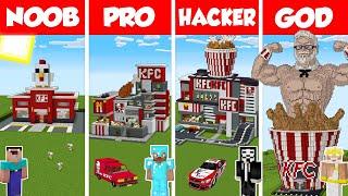 Minecraft TNT KFC HOUSE BUILD CHALLENGE - NOOB vs PRO vs HACKER vs GOD / Animation