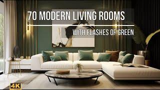 70 Wohnzimmer / Essbereiche / Moderner Stil / Grundpalette mit grünen Blitzen | 4K