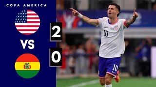 USA vs Bolivia 2-0; What A banger by Pulisic; Extended Highlights & All Goals, ; Copa America 2024