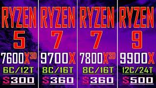 RYZEN 5 7600X3D vs RYZEN 7 9700X vs RYZEN 7 7800X3D vs RYZEN 9 9900X || PC GAMES BENCHMARK TEST ||