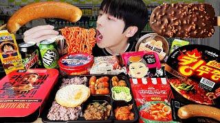 ASMR MUKBANG | 편의점 랜덤 먹방 !  소세지, 김밥, 아이스크림, 디저트  & 레시피 FIRE NOODLES EATING