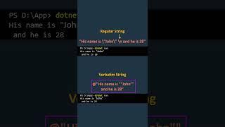 Verbatim String Literals in C# #shorts
