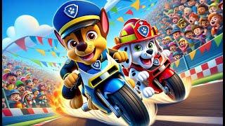 Paw Patrol The Mighty Movie | CHASE x MARSHALL In A Race!! Very Funny Story - Rainbow 3