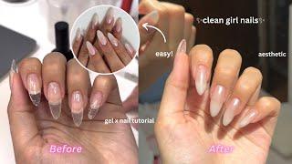 How to achieve CLEAN GIRL nails | beginner GEL X nail tutorial, easy step by step