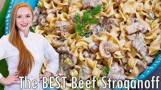 The BEST Beef Stroganoff Recipe!! With Tender Beef Tenderloin! EASY 30-Minute Meal!