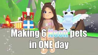 Making 6 NEON pets in ONE DAY (Egg refresh pets) in Adopt me! Roblox