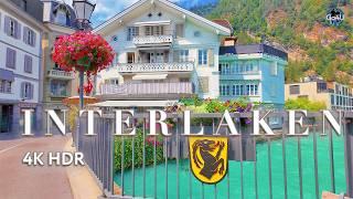 SWITZERLAND INTERLAKEN  Amazing town between 2 lakes / Walking tour in Region Jungfrau 4K HDR