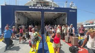 Arrival with the fast Ferry in Santorini from Folegandros, Greece