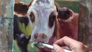 Cow timelapse Oil Painting Demo by Peter Chorao