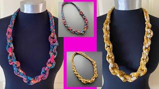 Liberty Fabric Knotted Chain Necklace | How to make Fabric Necklace | Colar de tecido | कपड़े का हार