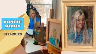 How to paint a live self portrait in person? Painting from a mirror art tutorial from an artist