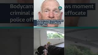 Bodycam footage shows moment criminal attempts to suffocate police officer #itvnews #police