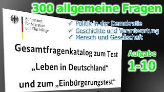 Leben in Deutschland und Einbürgerungstest 2023-2024 Aufgabe 1-10