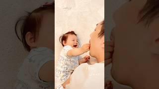 开心说：粑粑我来喂你吃，好吃哒~ #cute #baby #shorts